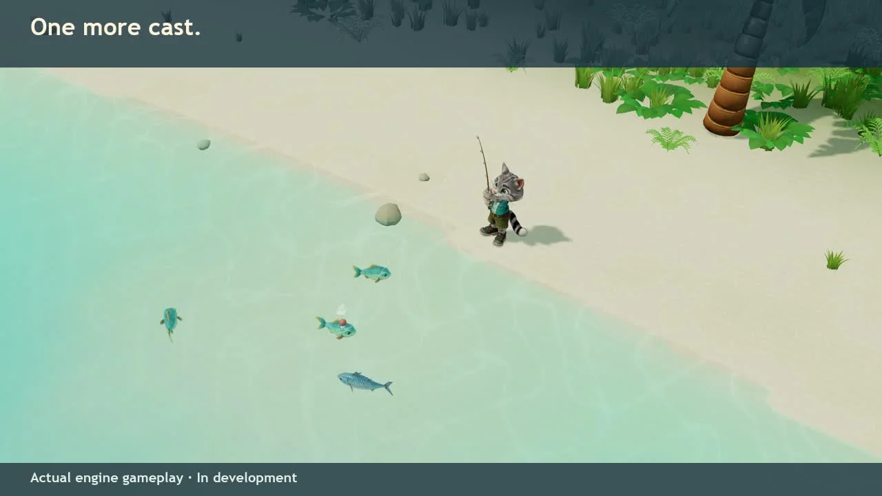 Fishing from the island shore in the development build