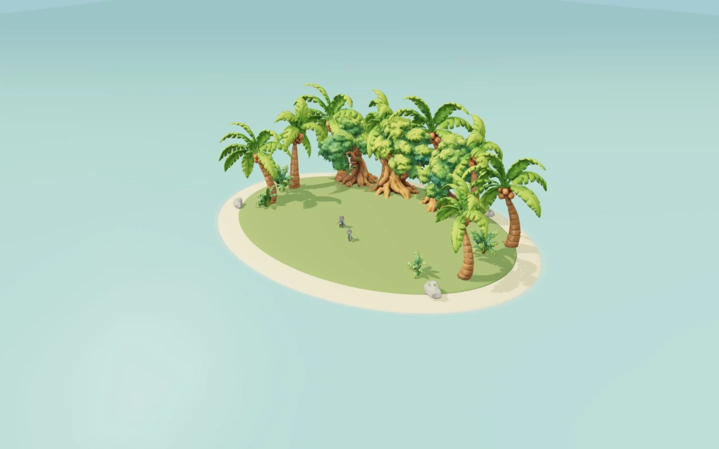 Concept: a natural tropical island as the starting point for a future guild